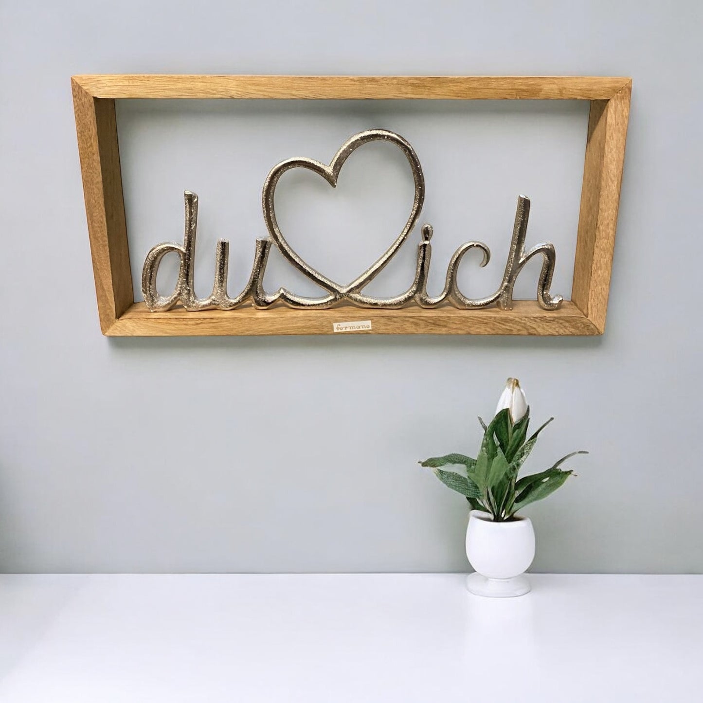 Formano Deko Alu Holz Aufsteller mit Schrift Du Ich 20x40 cm