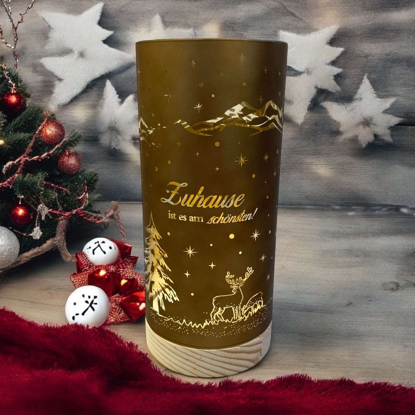 Formano LED Dekolicht Glas mit Motiv & Spruch Zu Hause ist es am Schönsten 20 cm