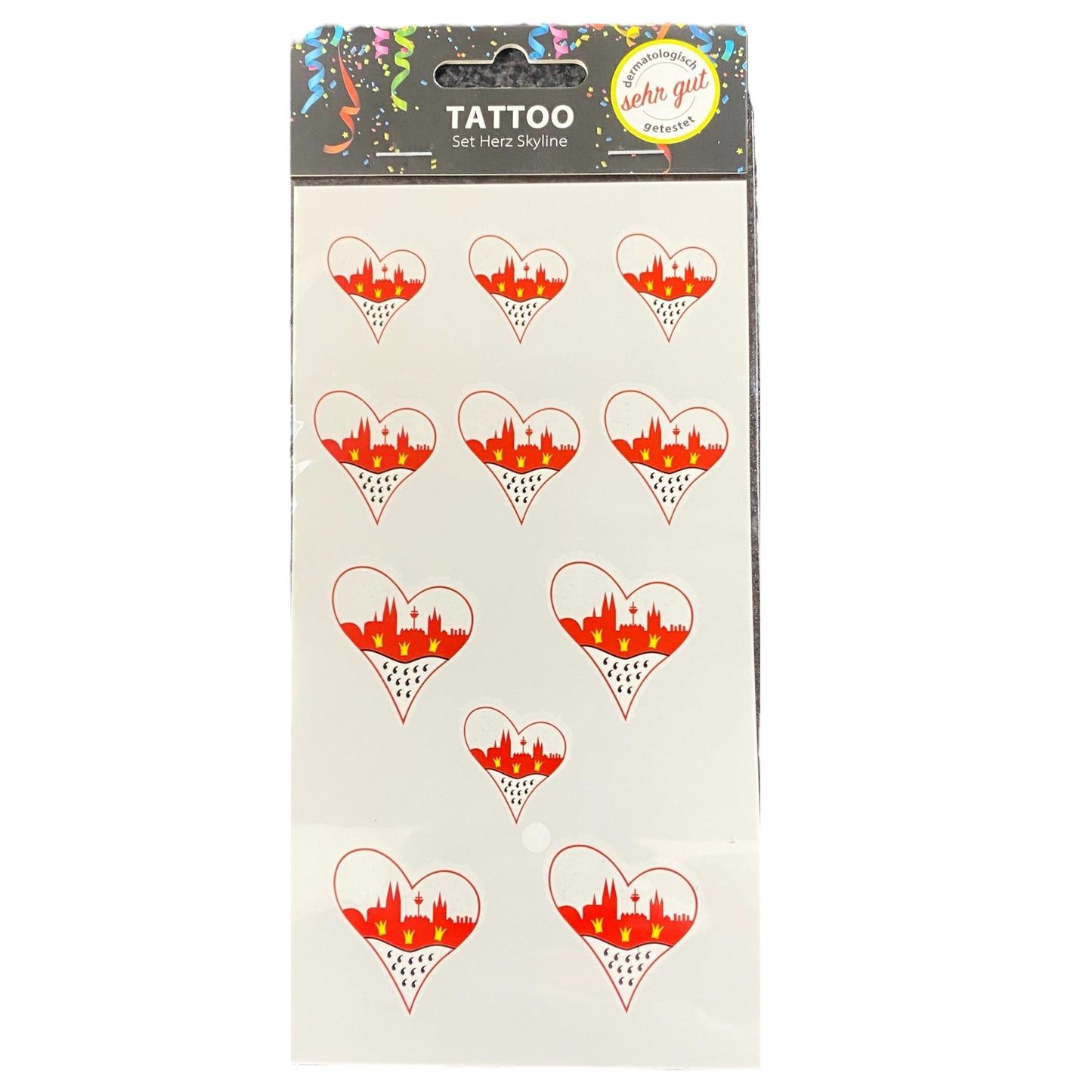 Hauttattoos Herzen mit Kölner Skyline 11 Stück