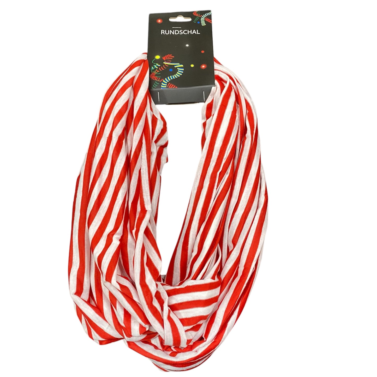 Rundschal in rot weiß geringelt