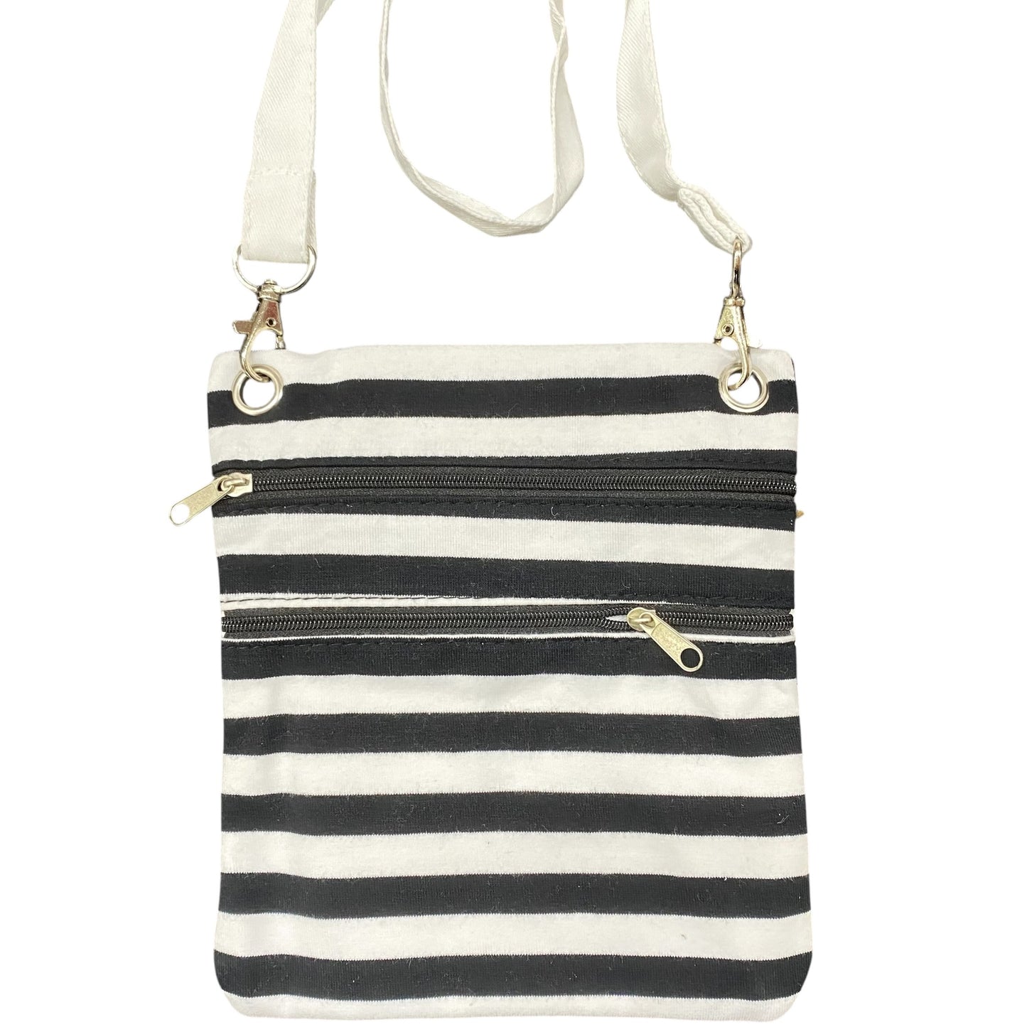 Umhängetasche in schwarz weiß gestreift