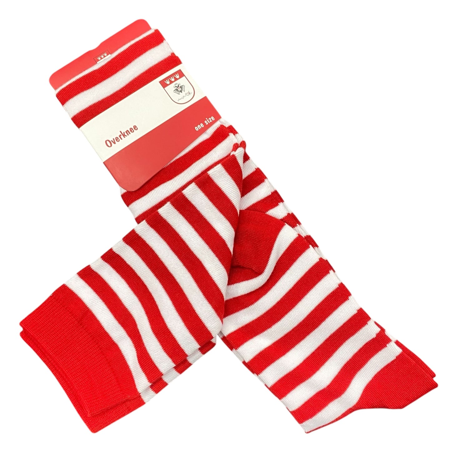 Overknees Strümpfe rot weiß geringelt