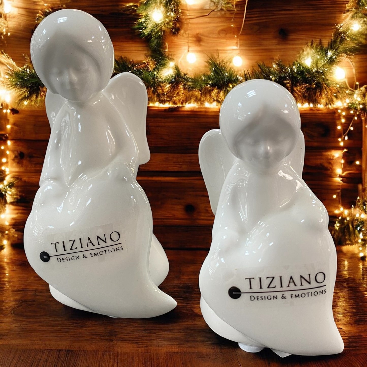 Tiziano Keramik Deko Engel Nora stehend mit Herz & Stern 8 cm 11 cm