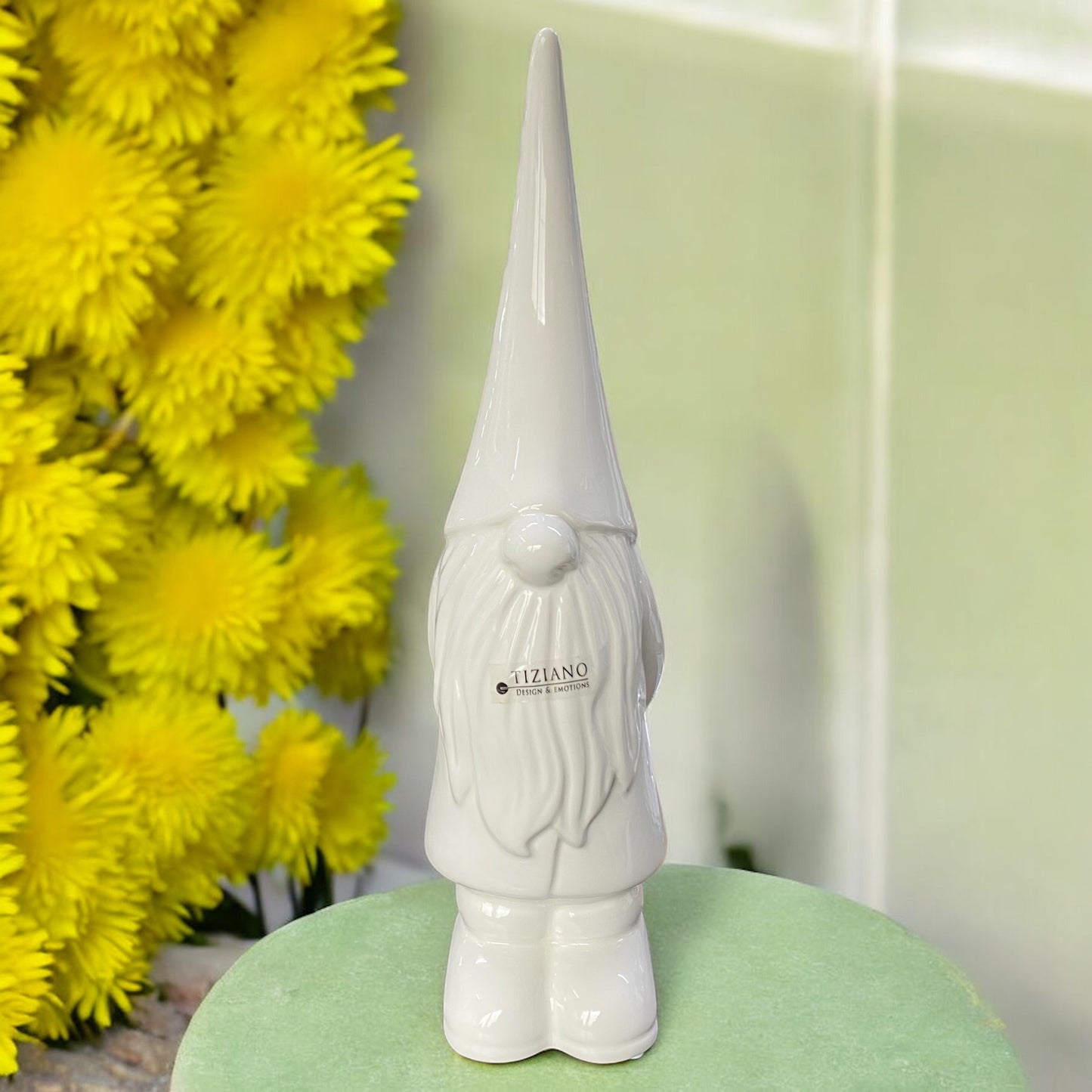 Großer Tiziano Dekofigur Zwerg aus Keramik crème-weiß aus der Serie Geraldo im Ambiente