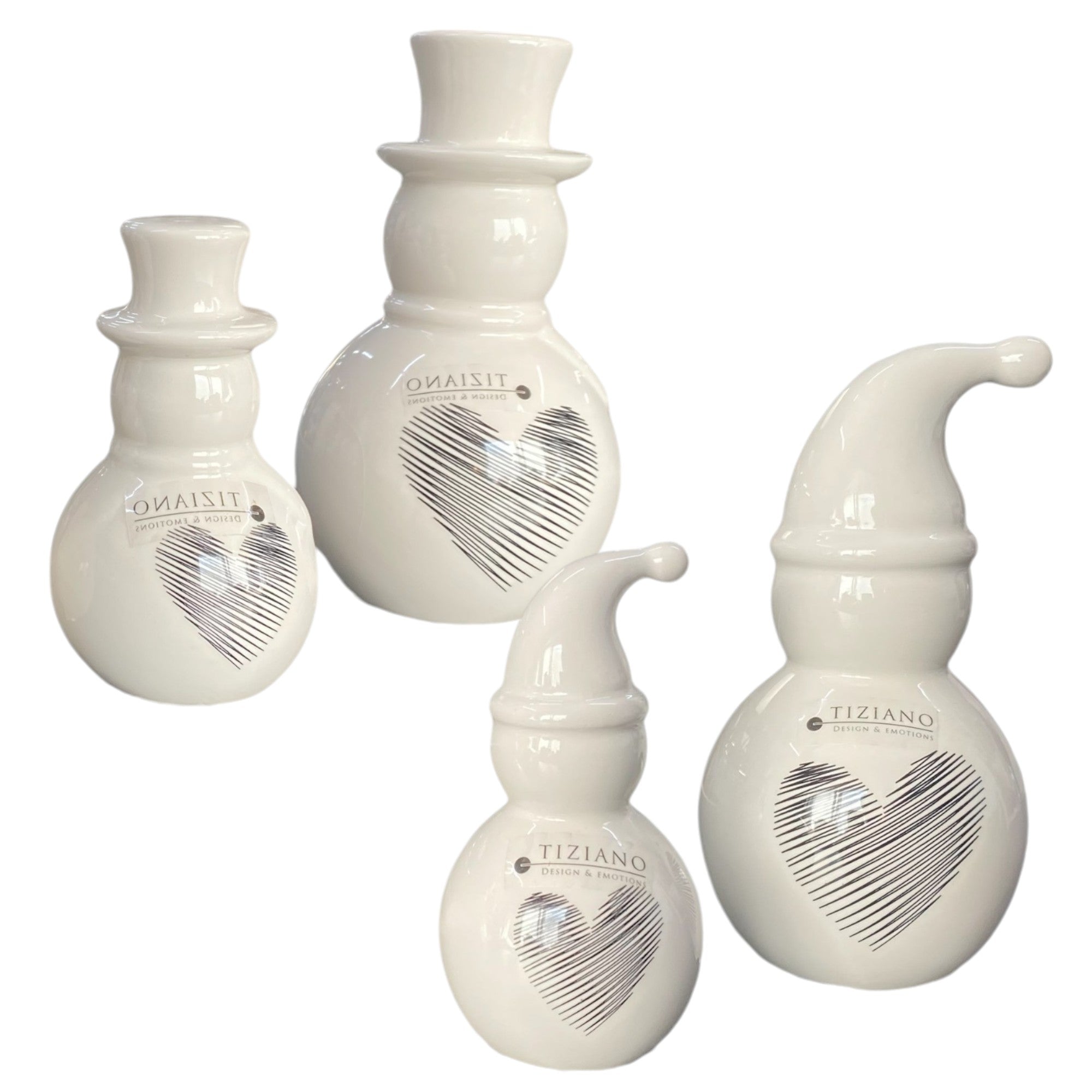 Tiziano Keramik Deko Schneemann Frosty & Snowy Winterdeko – Funkelherz