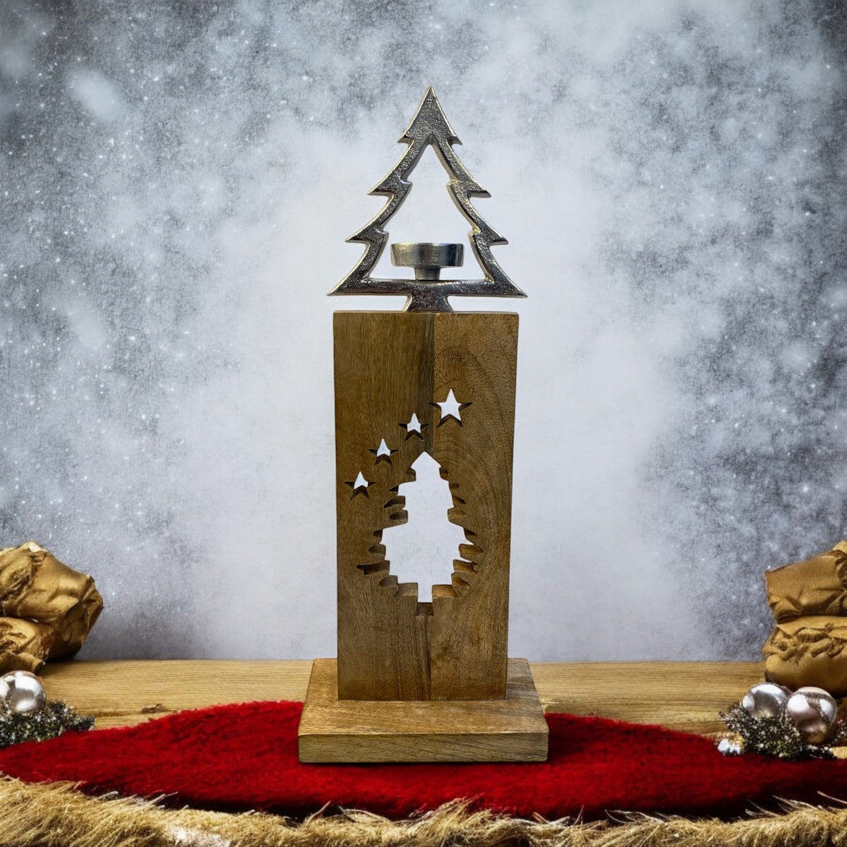 Holzaufsteller Säule Weihnachten Tannenbaum Kerzenhalter XL 44 cm 68 cm
