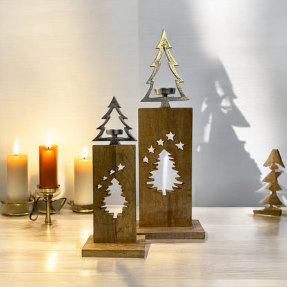 Holzaufsteller Säule Weihnachten Tannenbaum Kerzenhalter XL 44 cm 68 cm