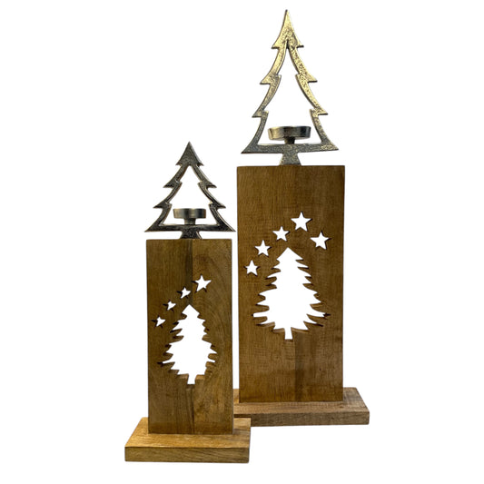 Holzaufsteller Säule Weihnachten Tannenbaum Kerzenhalter XL 44 cm 68 cm