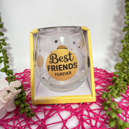 Glas mit Spruch "Best friends forever. Danke für alles" in Verpackung