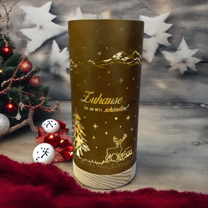 Formano LED Dekolicht Glas mit Motiv & Spruch Zu Hause ist es am Schönsten 20 cm