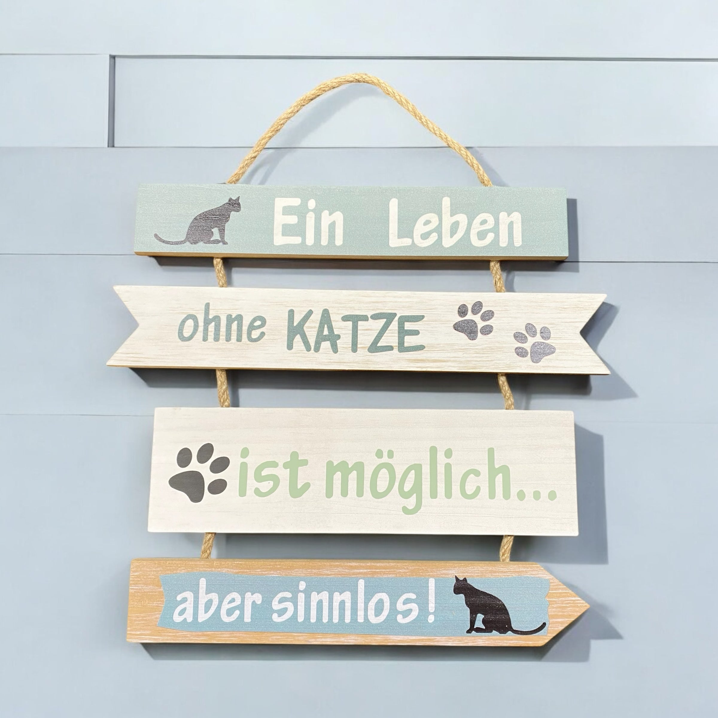 Targa Decorativa In Metallo Funny 1576 28x12cm | Ein Leben Ohne Katze Ist Möglich, Aber Sinnlos | Regalo Per Amanti Gatti