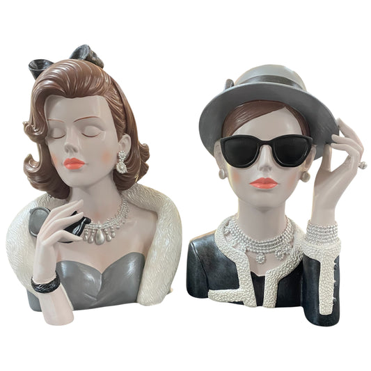 Formano Deko Büste Frau mit Stola (29 cm) & Hut (26 cm)