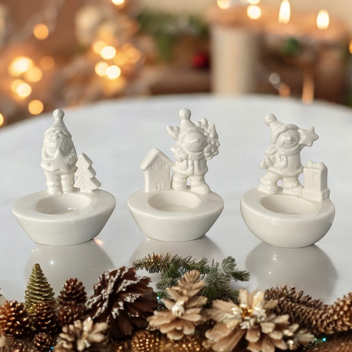 Weihnachten Teelichthalter Aus Keramik – Pinguin-Deko Für Festliche Tische, Warmes Licht, Set Weihnachts Teelichthalter