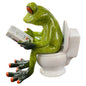Formano Froschhausen Dekofigur Frosch auf Toilette mit Zeitung in der Hand