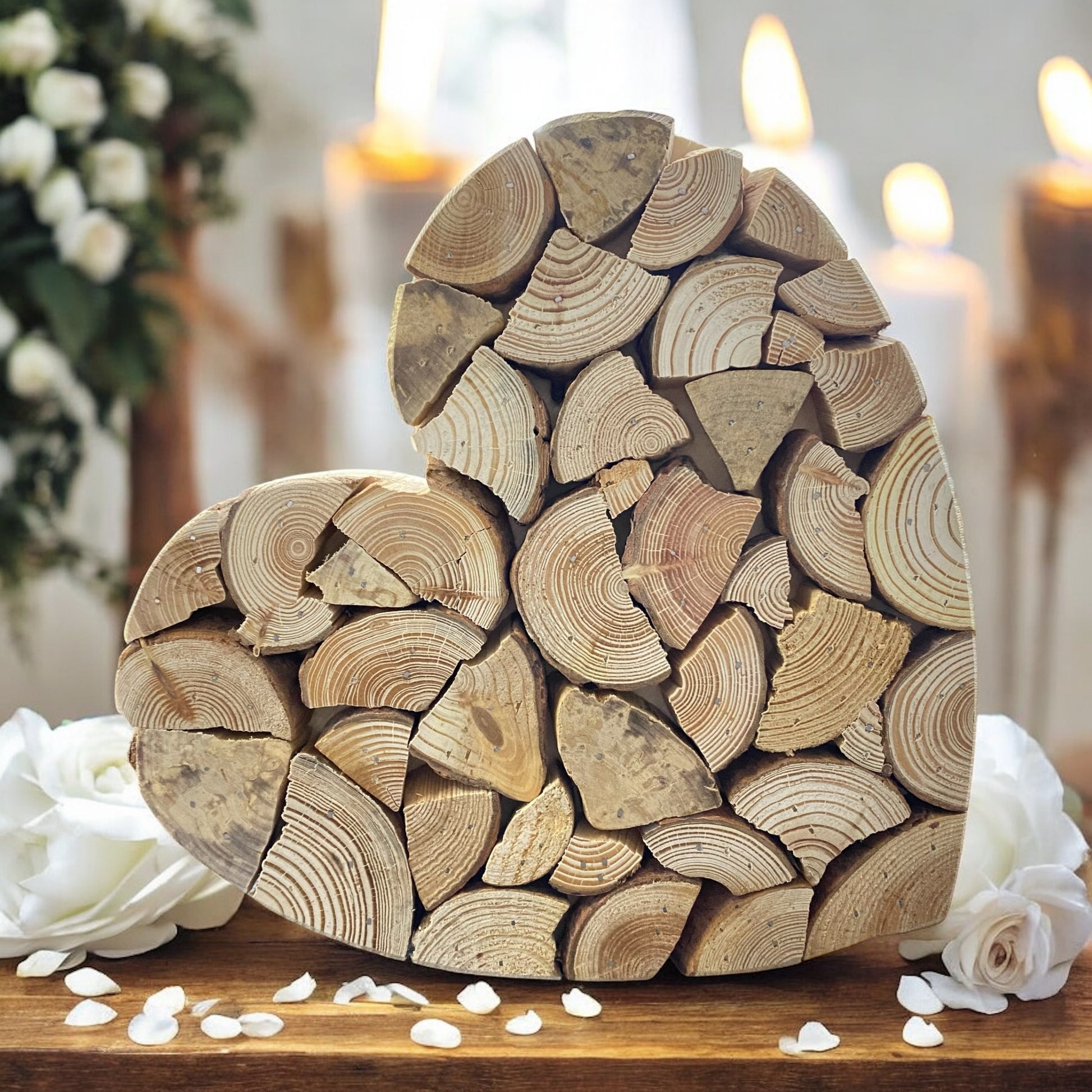 Rustikale Holzherz Dekoration aus Naturholz als Geschenk für Valentinstag, Muttertag & Hochzeit im Ambiente