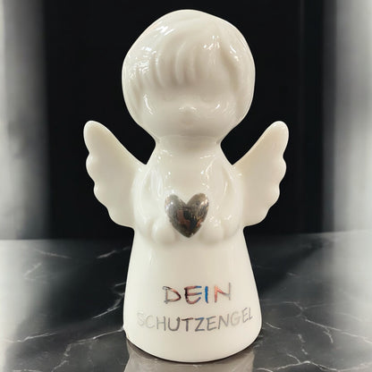 Kleine Engel Figur mit Spruch "dein Schutzengel" aus Keramik im Ambiente