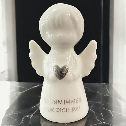 Kleine Engel Figur mit Spruch "ich bin immer für dich da" aus Keramik im Ambiente