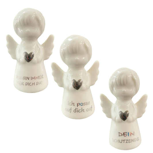 Drei Deko Schutzengel mit Spruch aus Keramik 