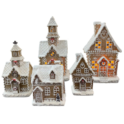 Formano Lebkuchenhäuser zu Weihnachten mit LED-Beleuchtung, verschiedene Modelle im Set mit Schneeoptik.