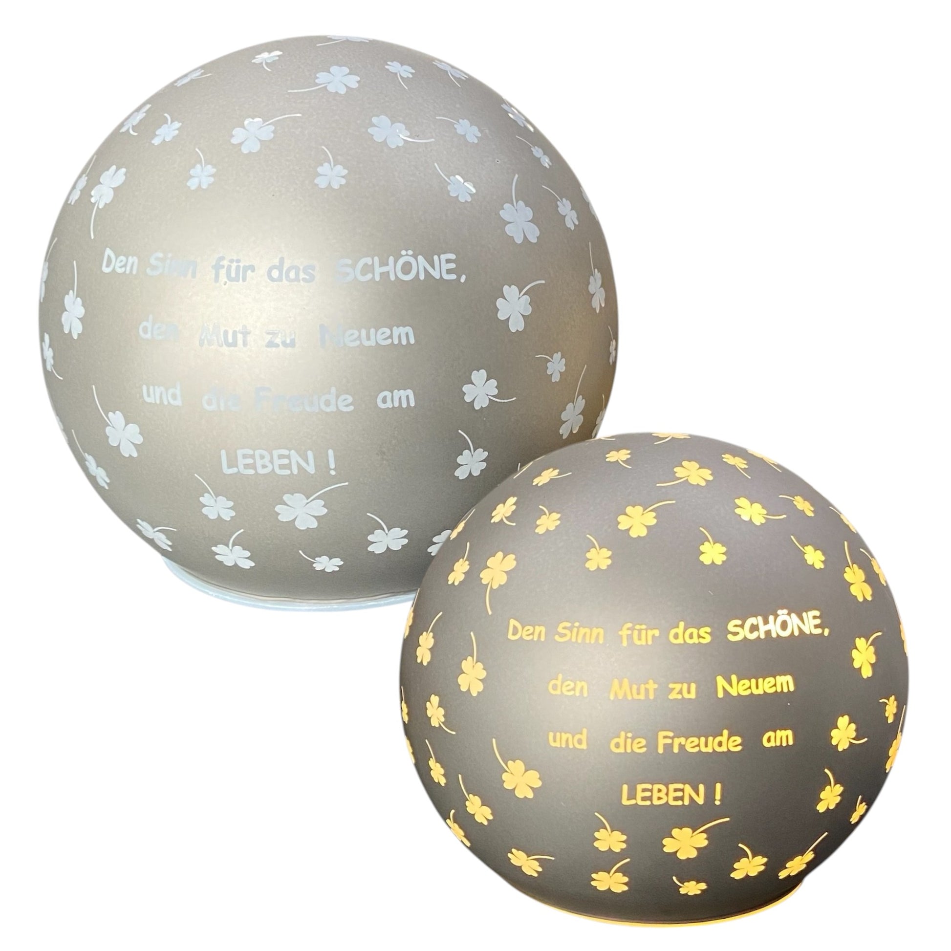 Formano LED Deko Kugel silber mit Spruch „Den Sinn für das Schöne“ in zwei Größen