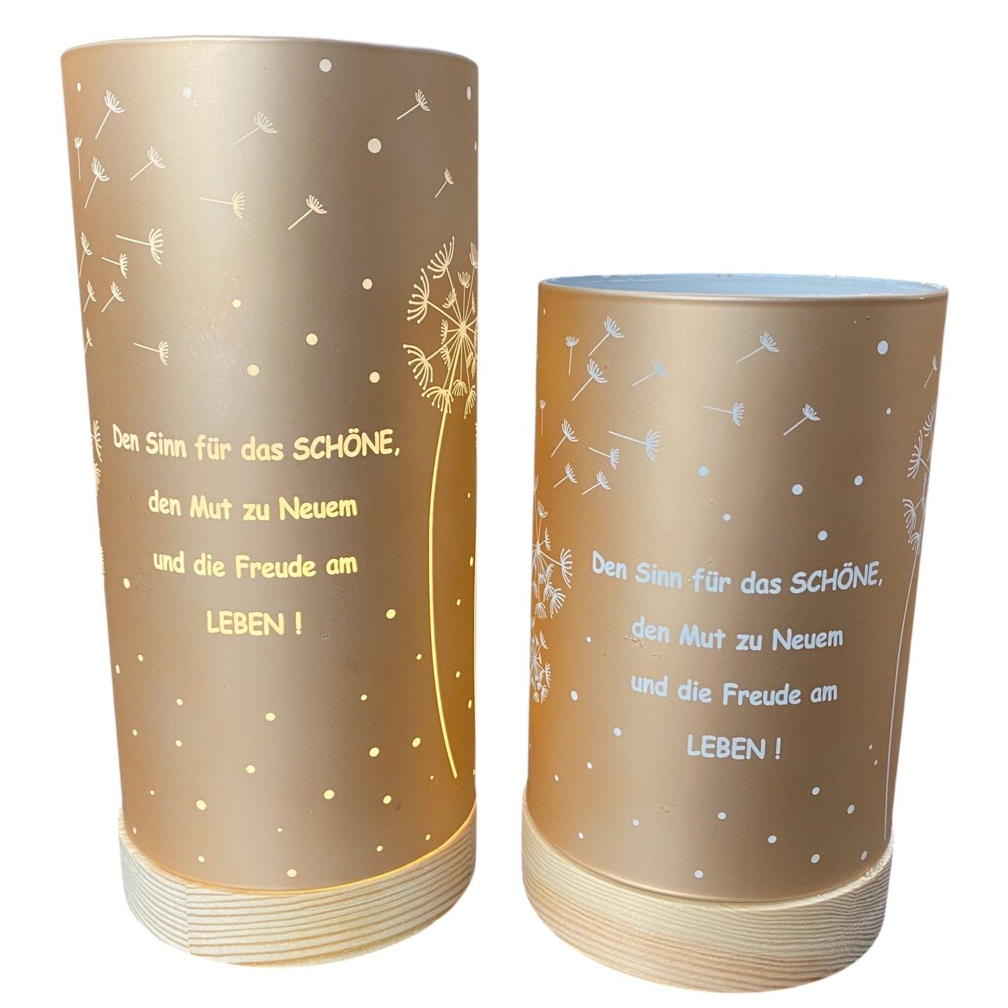 Formano LED Dekolicht Säule lachsfarben mit Spruch „Den Sinn für das Schöne“ in zwei Größen