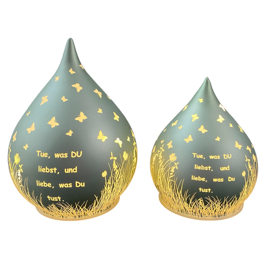 Formano LED Dekolicht Tropfen Mintgrün mit Spruch "Tue was du liebst" 13 cm 15 cm