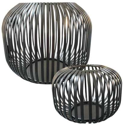 Formano Metall-Windlichter in Schwarz für Kerzen, modernes Design, in zwei Größen erhältlich.