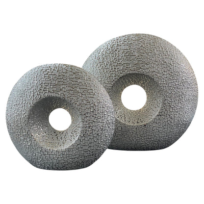 Formano runde Deko-Vasen in Silber, zwei Größen, moderne Struktur-Optik mit glänzender Oberfläche.