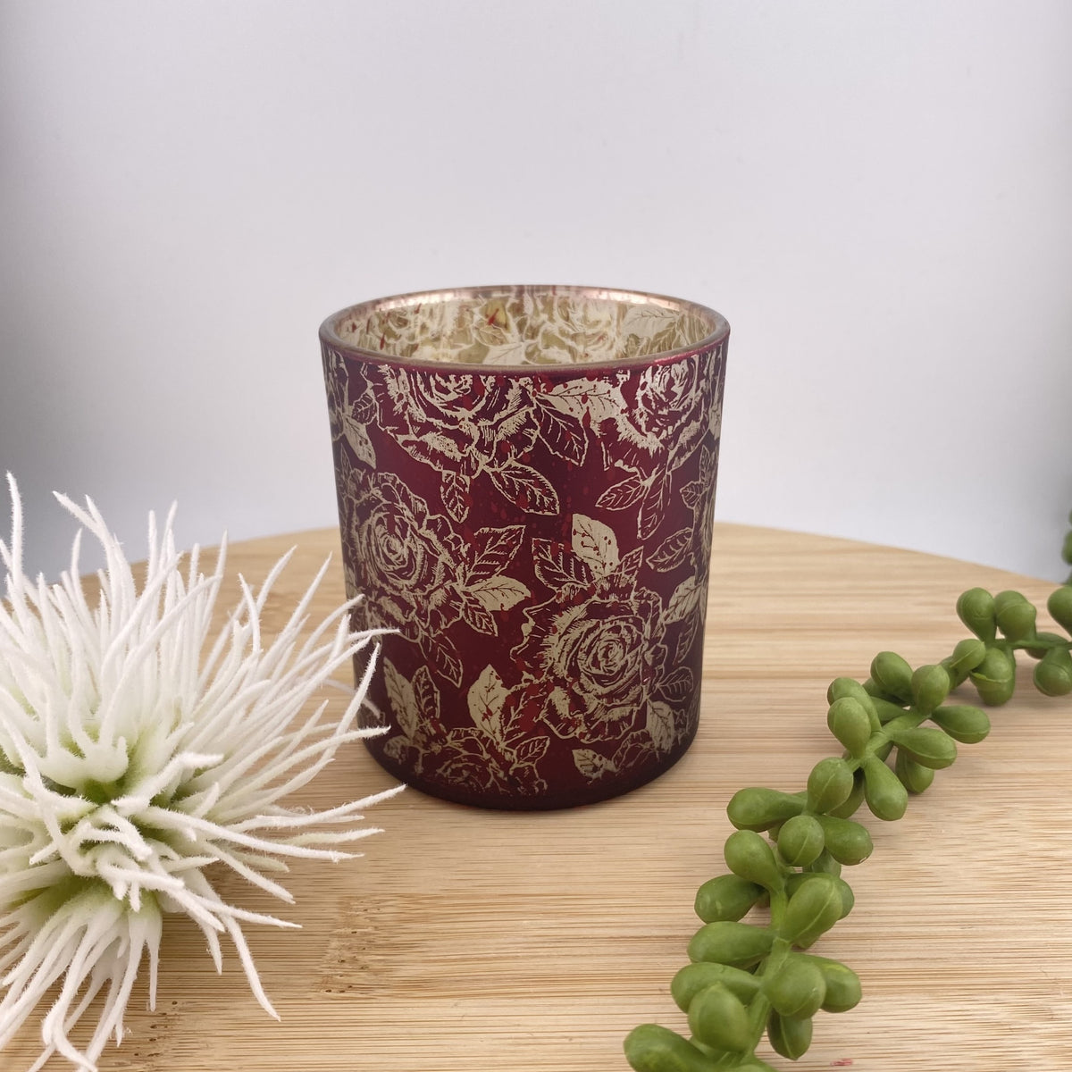 Formano Teelichthalter Rot Gold Rosen