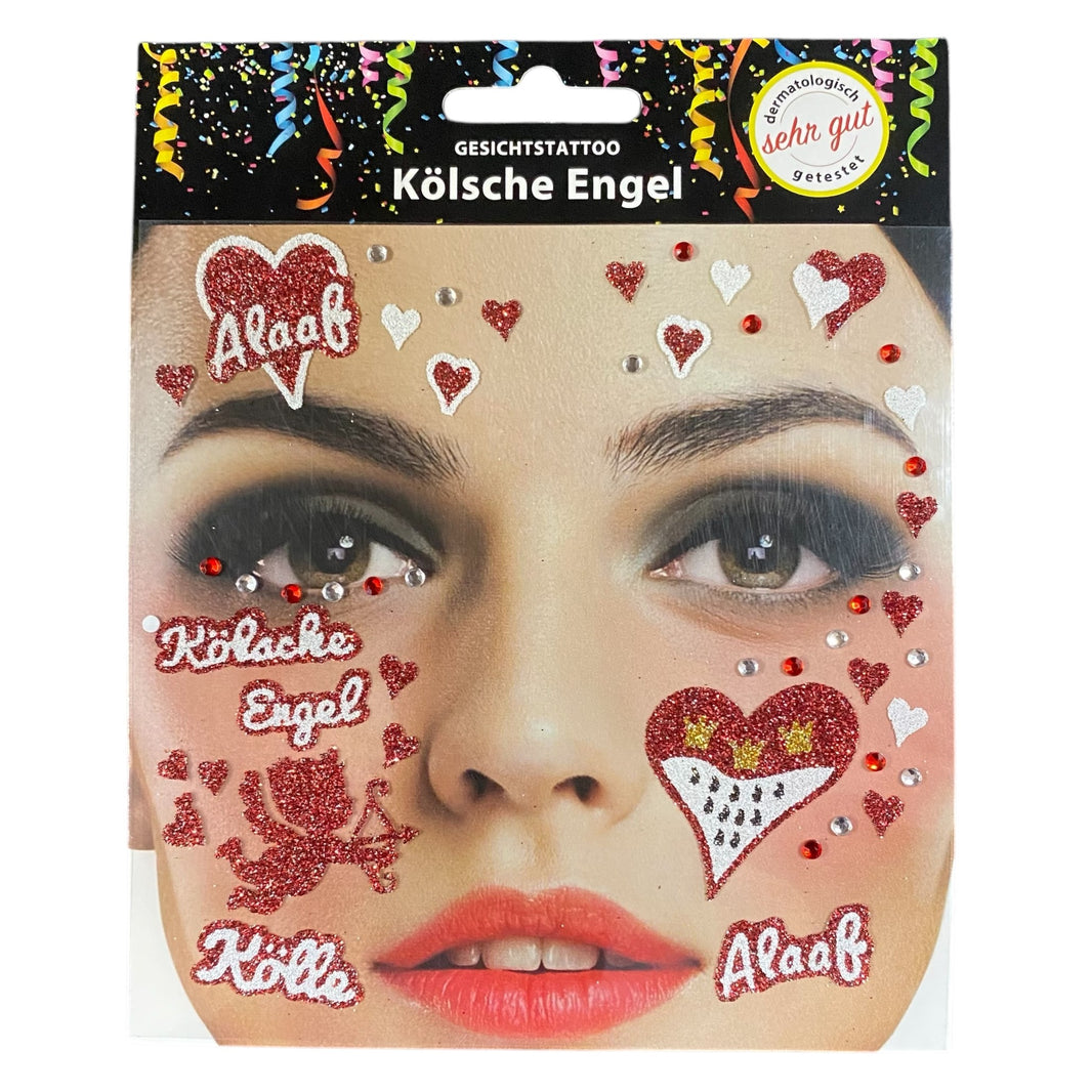 Köln Tattoos Karneval kaufen – Gesichtstattoos Kölner Motive – Funkelherz