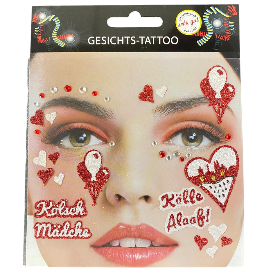 Köln Tattoos Karneval kaufen – Gesichtstattoos Kölner Motive – Funkelherz