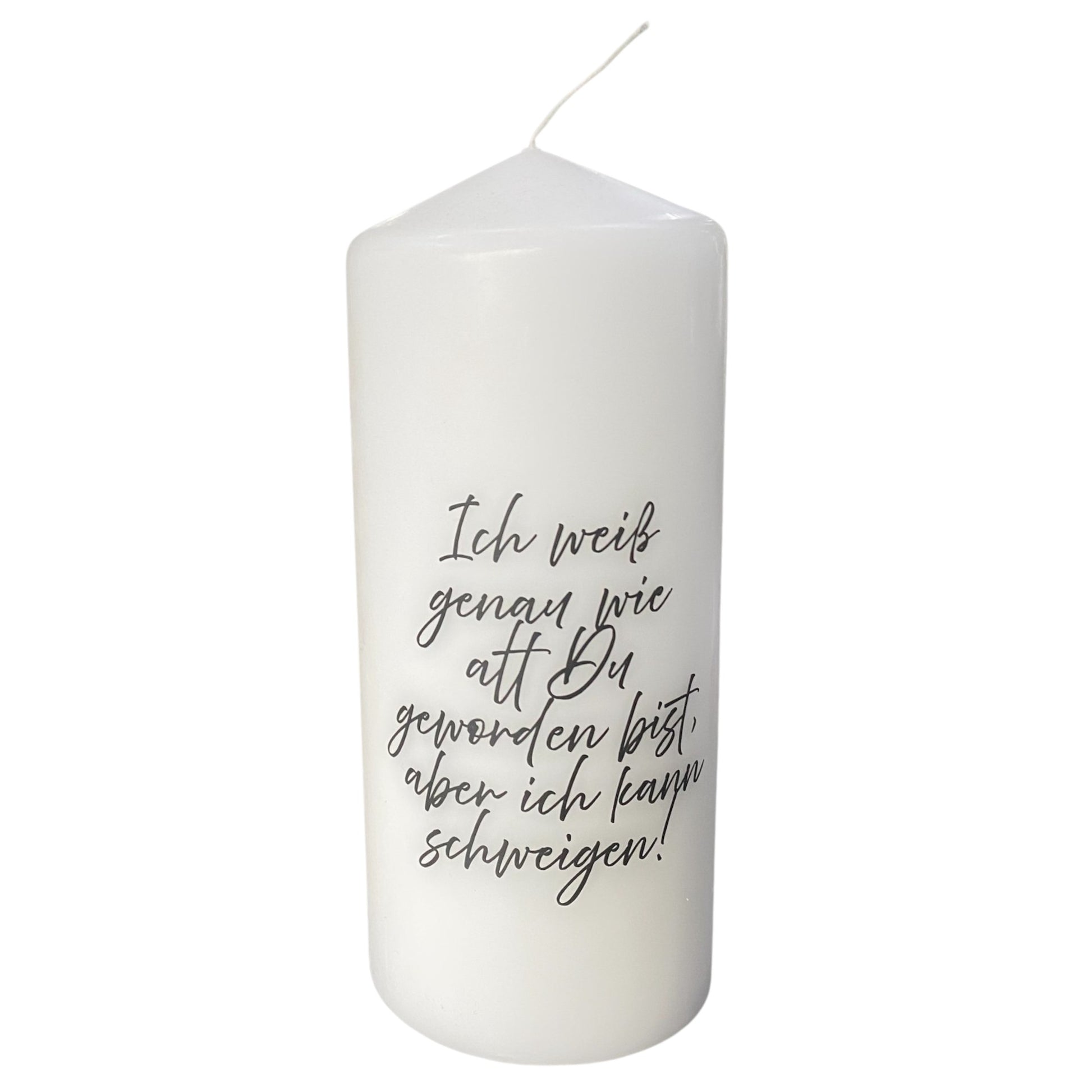 Witzige Kerze mit Geburtstagsspruch „Ich weiß wie alt du bist, aber ich kann schweigen"