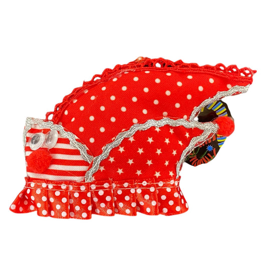 Haarclip als Narrenkappe in rot weiß 