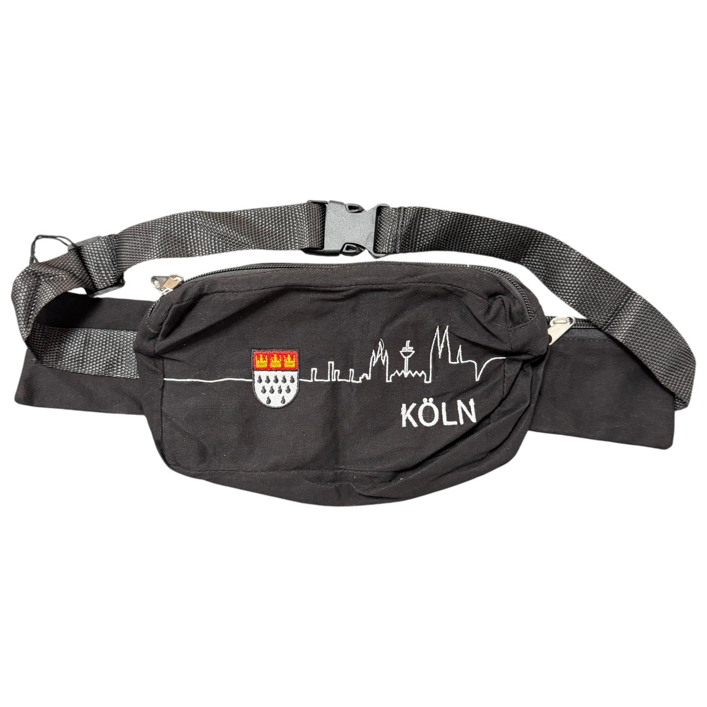 Schwarze Bauchtasche mit Kölner Skyline und Stadtwappen