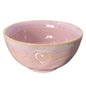 Rosa Keramikschale mit Herz Boho Frühstücksbowl aus Stoneware Geschirr