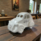Tiziano Keramik-Auto Ente Milo mit LED Beleuchtung auf Holztisch