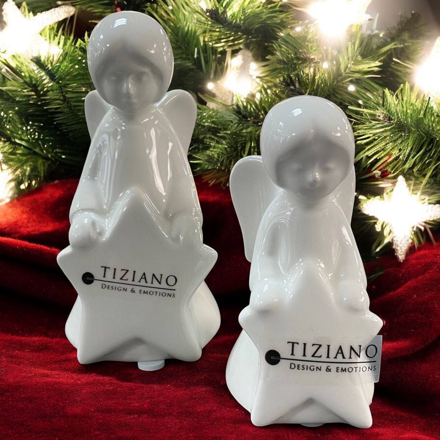 Tiziano Keramik Deko Engel Nora stehend mit Herz & Stern 8 cm 11 cm