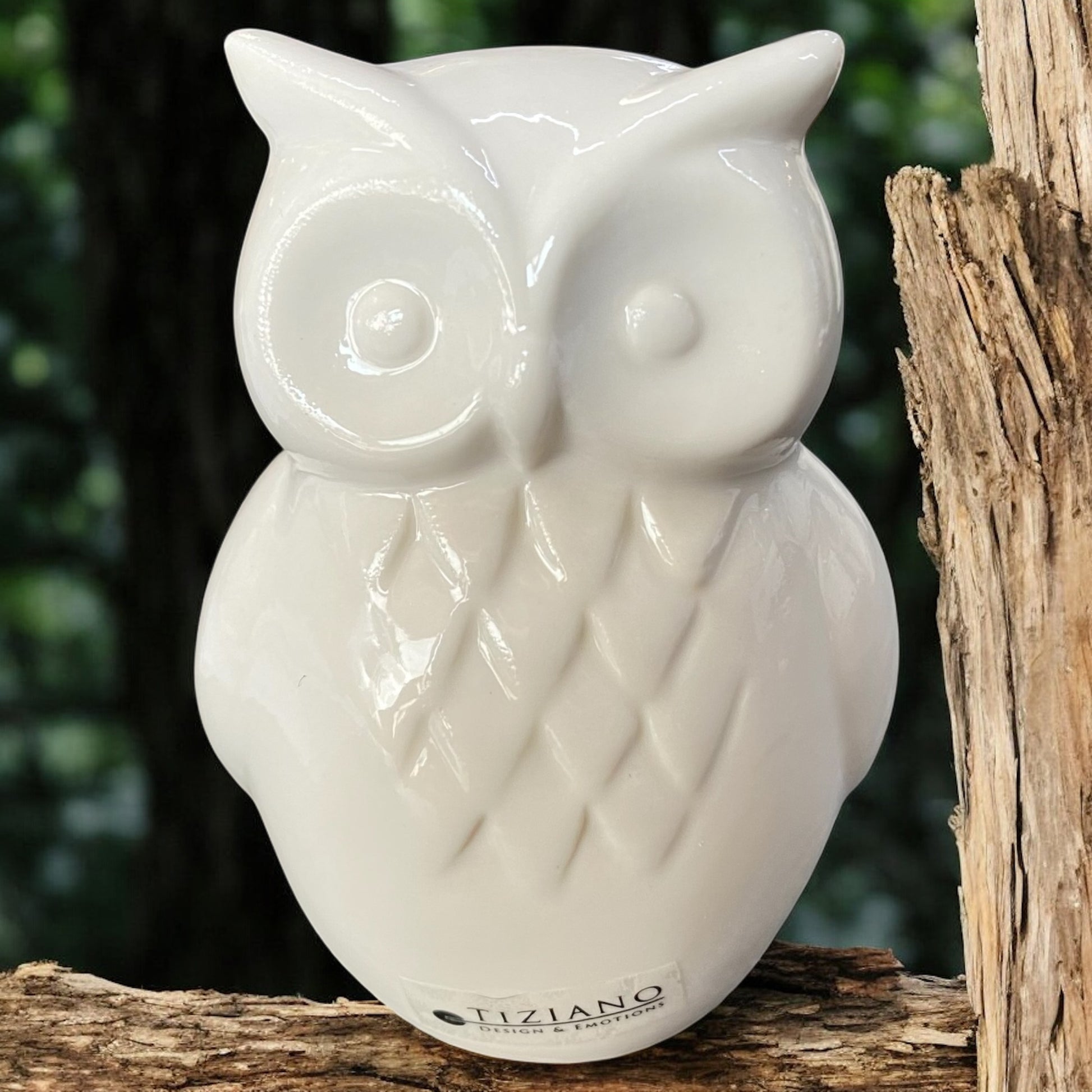 Creme-weiße Keramik Eule der Marke Tiziano aus creme-weißer Keramik im Ambiente