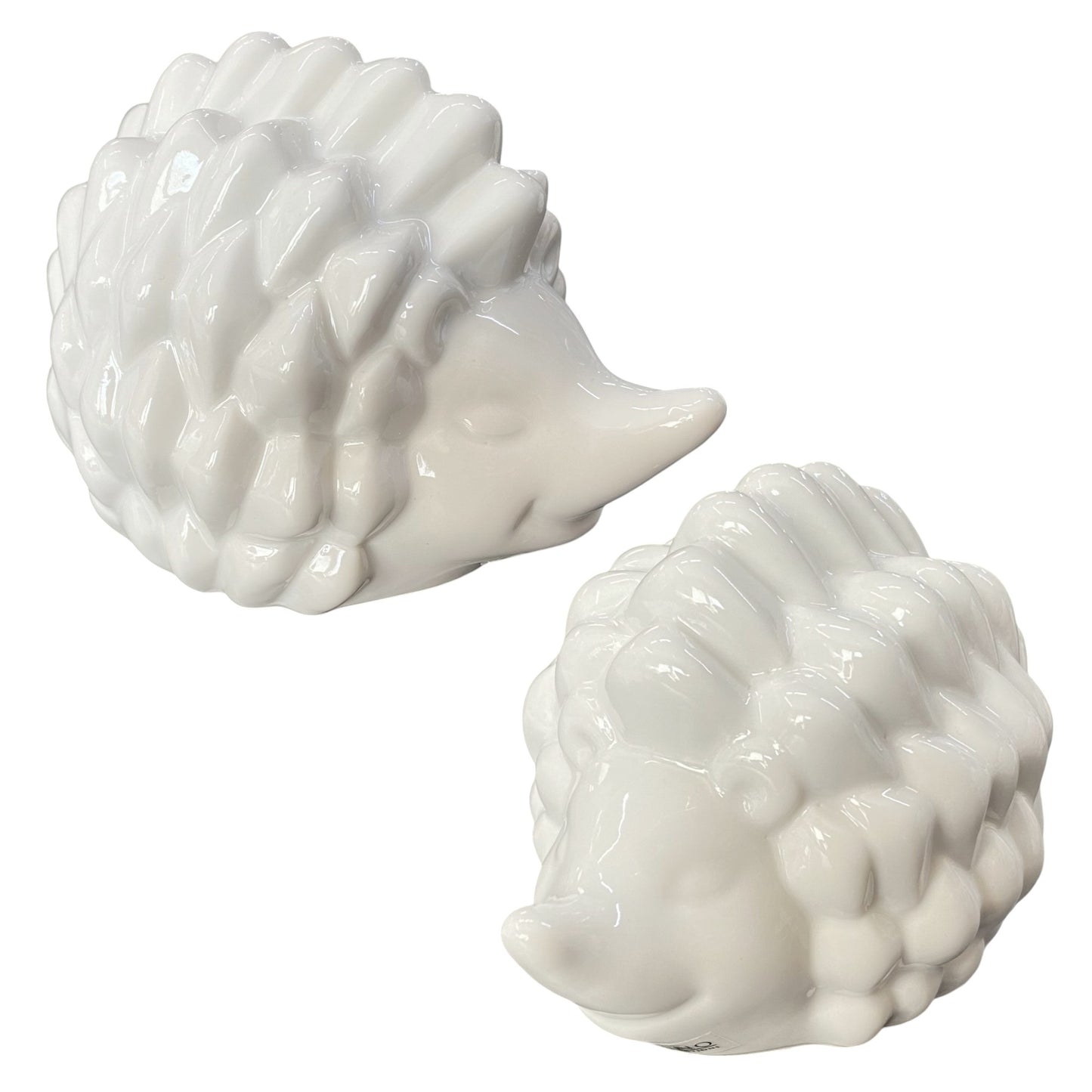 Zwei weiße Igel Figuren aus Keramik von Tiziano 