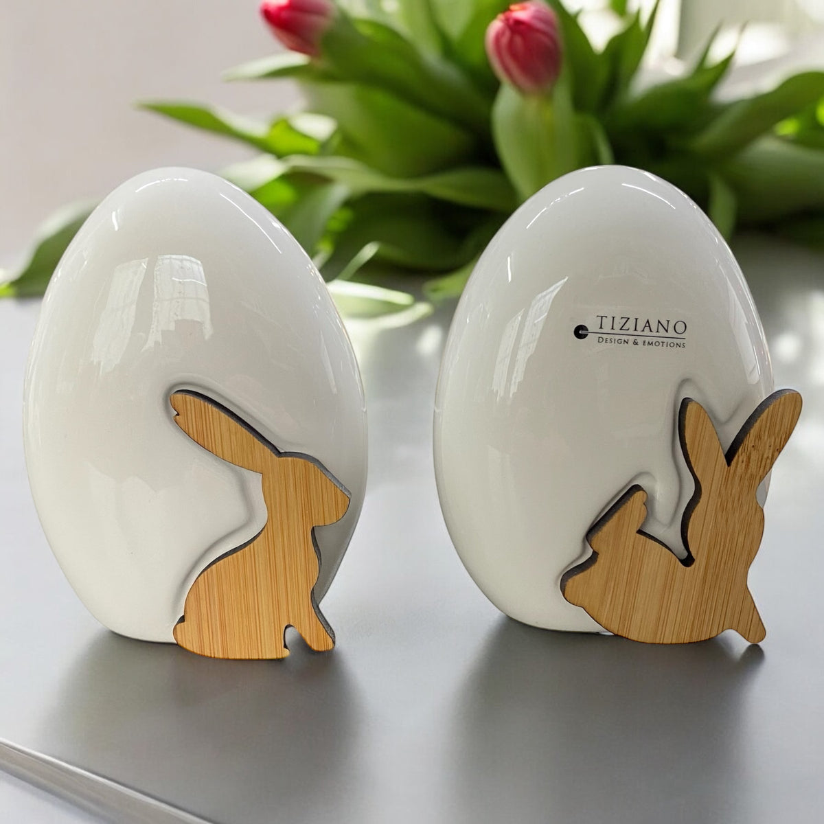 Tiziano Deko Keramik Ei Staffalo mit Hase Holz kaufen – Funkelherz