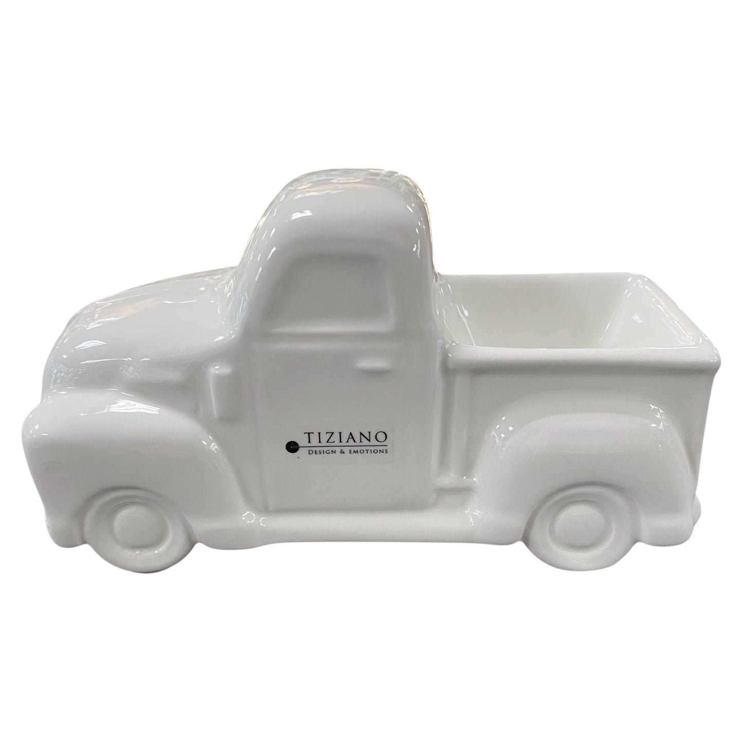 Retro-inspirierter Keramik Van von Tiziano Corno in creme-weiß glänzender Keramik