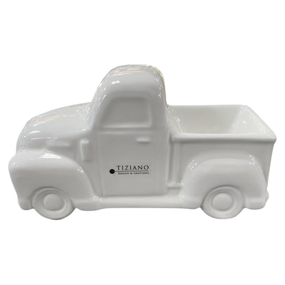 Retro-inspirierter Keramik Van von Tiziano Corno in creme-weiß glänzender Keramik