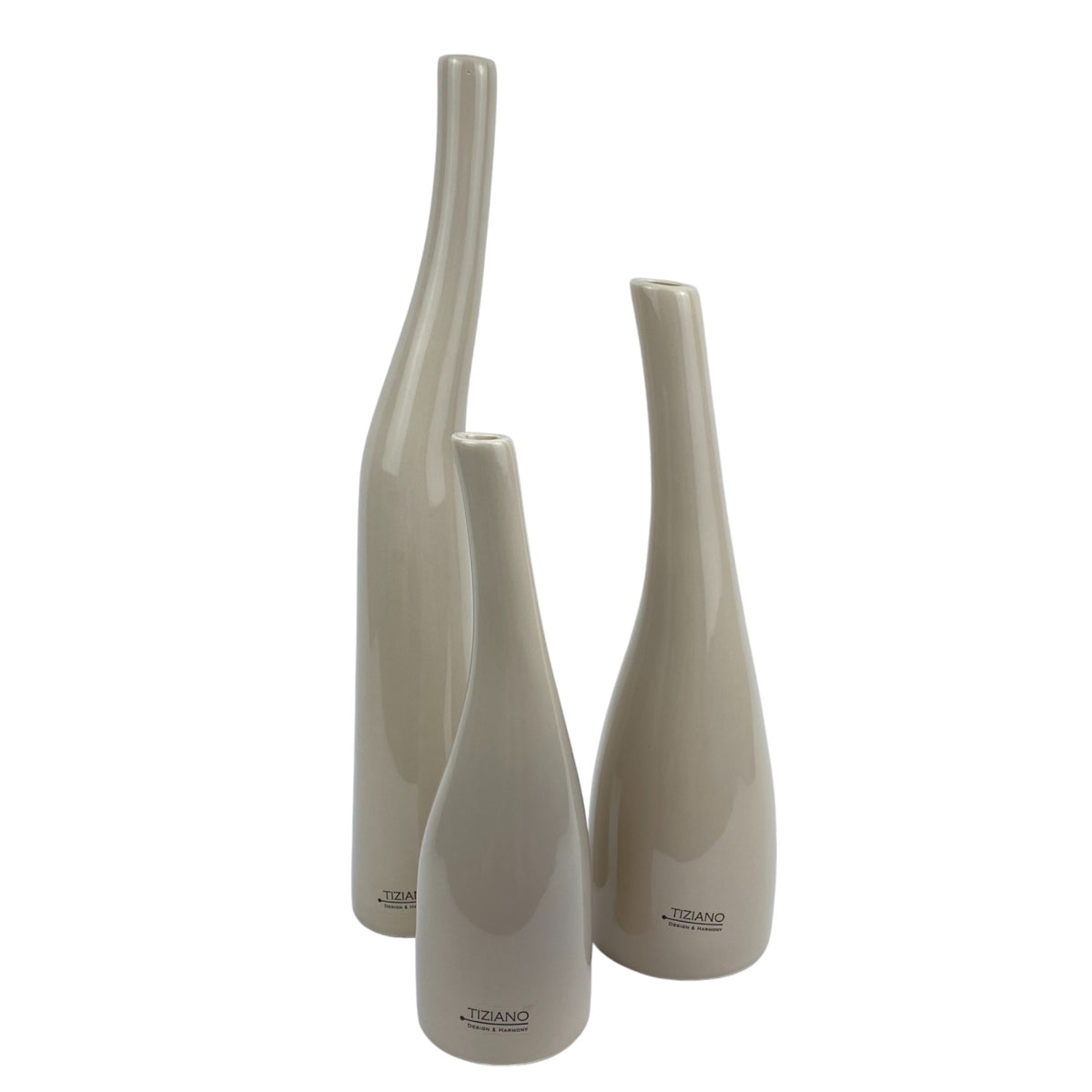 Tiziano Keramik Dekoration Beige Blumenvase Solifleurvase – Funkelherz