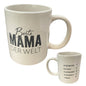 Kaffeetasse mit dem Spruch "Beste Mama der Welt" Vor und Rückseite vor weißem Hintergrund